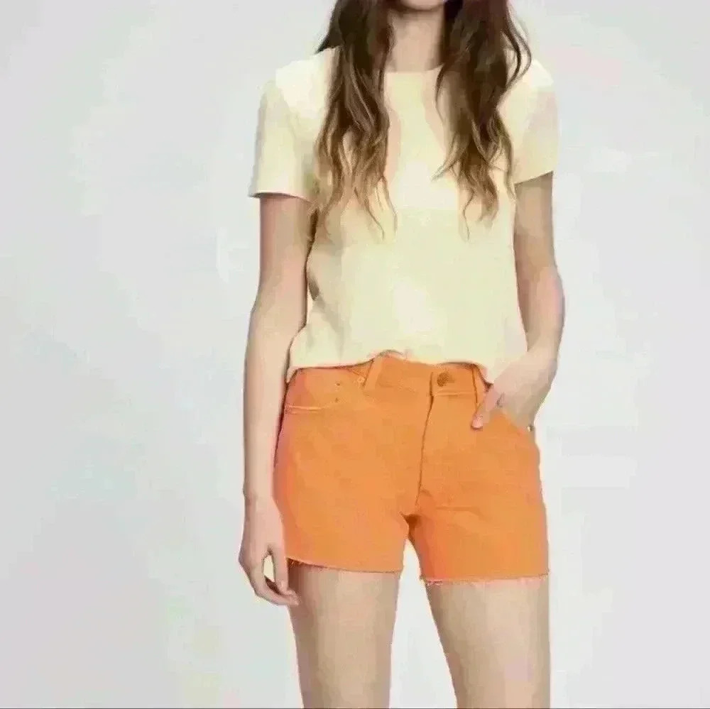 GAP | Women's Orange Mid-Rise Low Stride Denim Shorts with Washwell